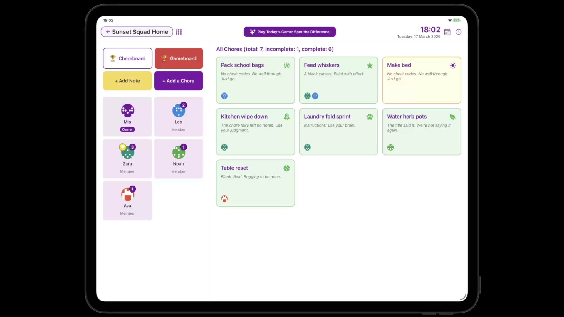 Chorish demo: Choreboard and redeeming rewards